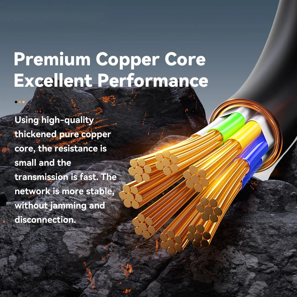 ESSAGER EXCWXY-JH01-P PVC 3m CAT8 Ethernet Flat Cable Home Office 40Gbps 2000MHz Network Cable - 6
