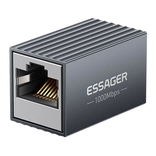 ESSAGER Ethernet Cable Connector RJ45 1000Mbps 100M Extension Aluminum Alloy Extender for Network - 1