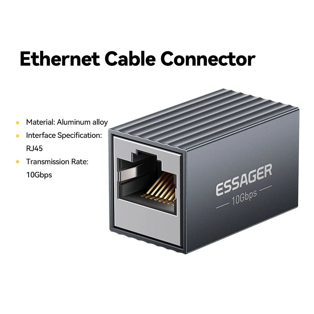 ESSAGER RJ45 Ethernet Cable Connector 10Gbps Network Coupler 100M Extension Adapter Network Extender - 3
