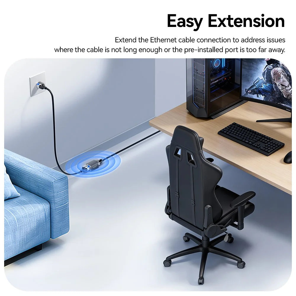 ESSAGER RJ45 Ethernet Cable Connector 10Gbps Network Coupler 100M Extension Adapter Network Extender - 6
