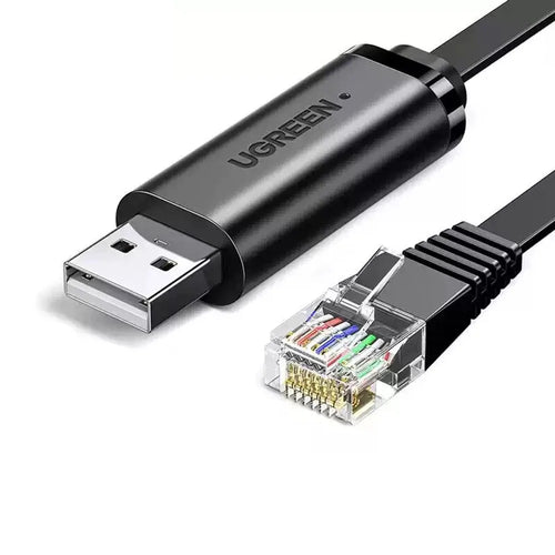 UGREEN CM204 50773 1.5m USB 2.0 to RJ45 Console Cable with FTDI Chip for Router Switch Server - Black - 1