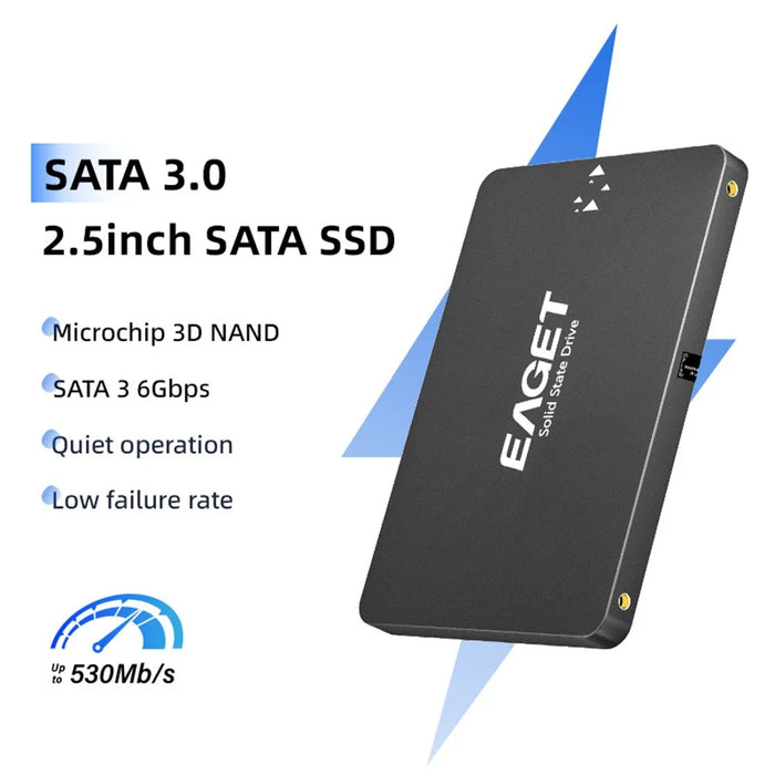 EAGET S205 480GB 2.5 Inch SATA III SSD Disk Case Internal Solid State Hard Drive Enclosure for Laptop Desktop Computer - Black - 6