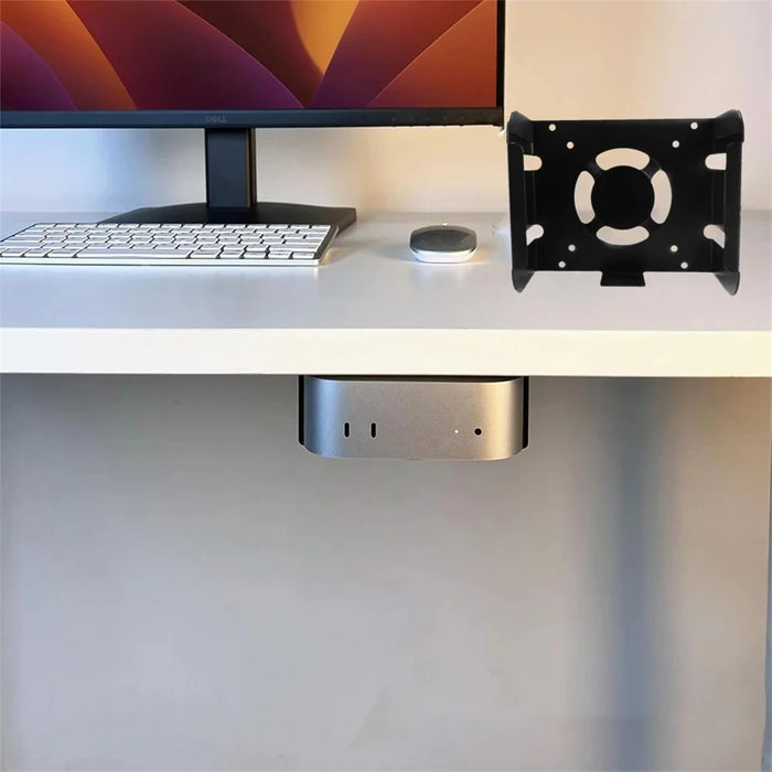 Wall Mount Bracket for Mac mini (2024) (M4 / M4 Pro) Metal Desktop Stand Under Desk Mount Holder - Black - 2