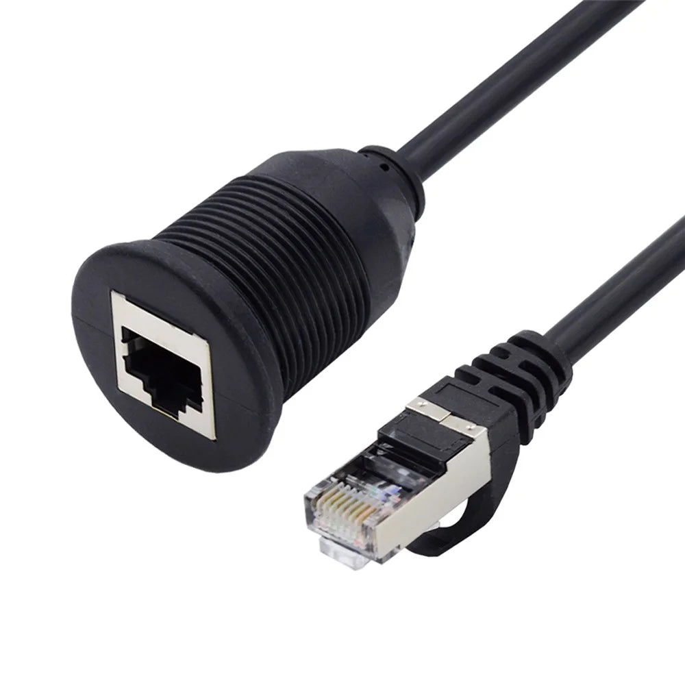 UT-017-1.0M 1m Waterproof CAT6 RJ45 Male to Female LAN Ethernet Network Extension Cable Car Panel Mount Design Connection Cord - 1