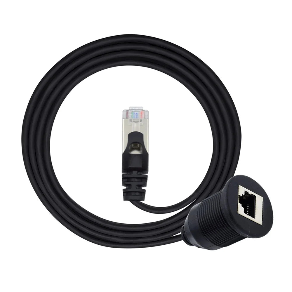 UT-017-1.0M 1m Waterproof CAT6 RJ45 Male to Female LAN Ethernet Network Extension Cable Car Panel Mount Design Connection Cord - 2