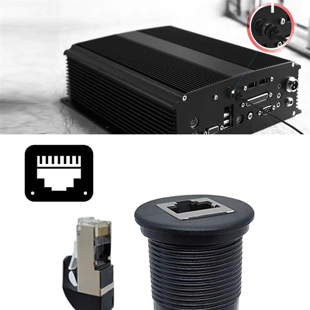 UT-017-1.0M 1m Waterproof CAT6 RJ45 Male to Female LAN Ethernet Network Extension Cable Car Panel Mount Design Connection Cord - 3