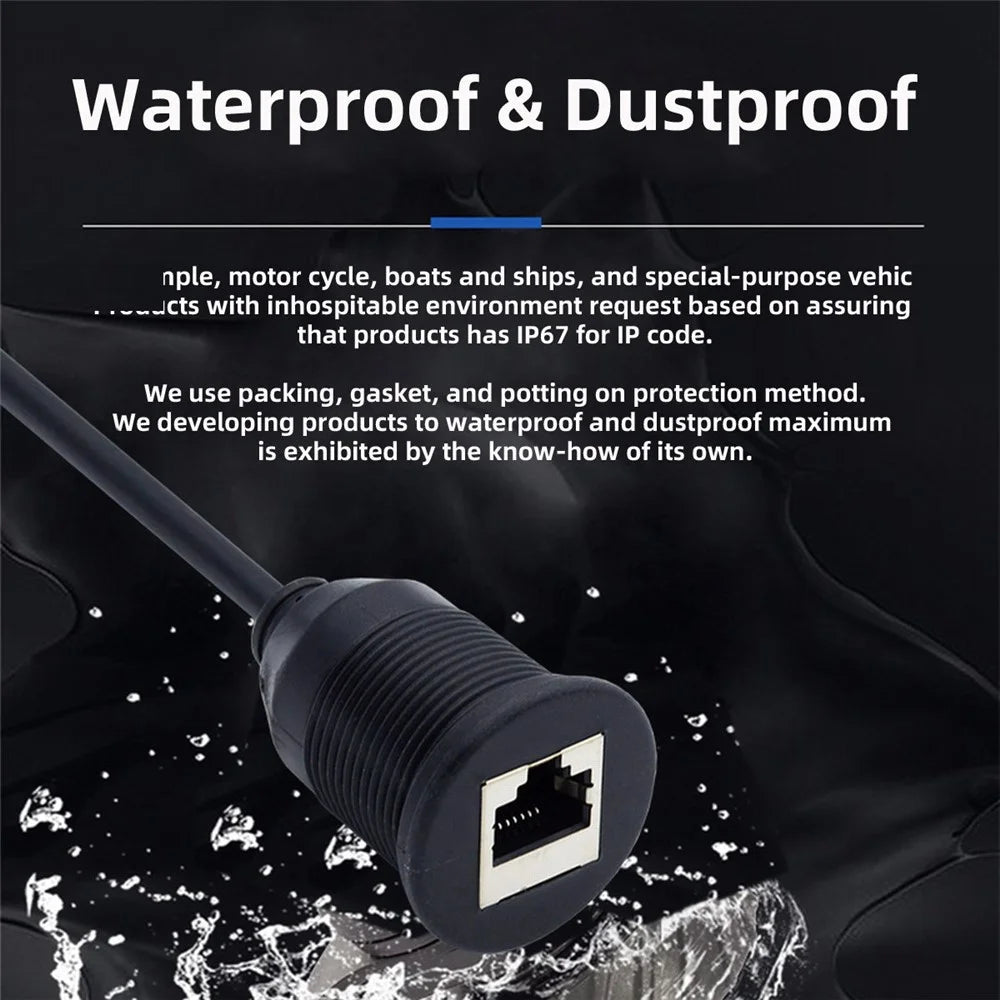 UT-017-1.0M 1m Waterproof CAT6 RJ45 Male to Female LAN Ethernet Network Extension Cable Car Panel Mount Design Connection Cord - 5