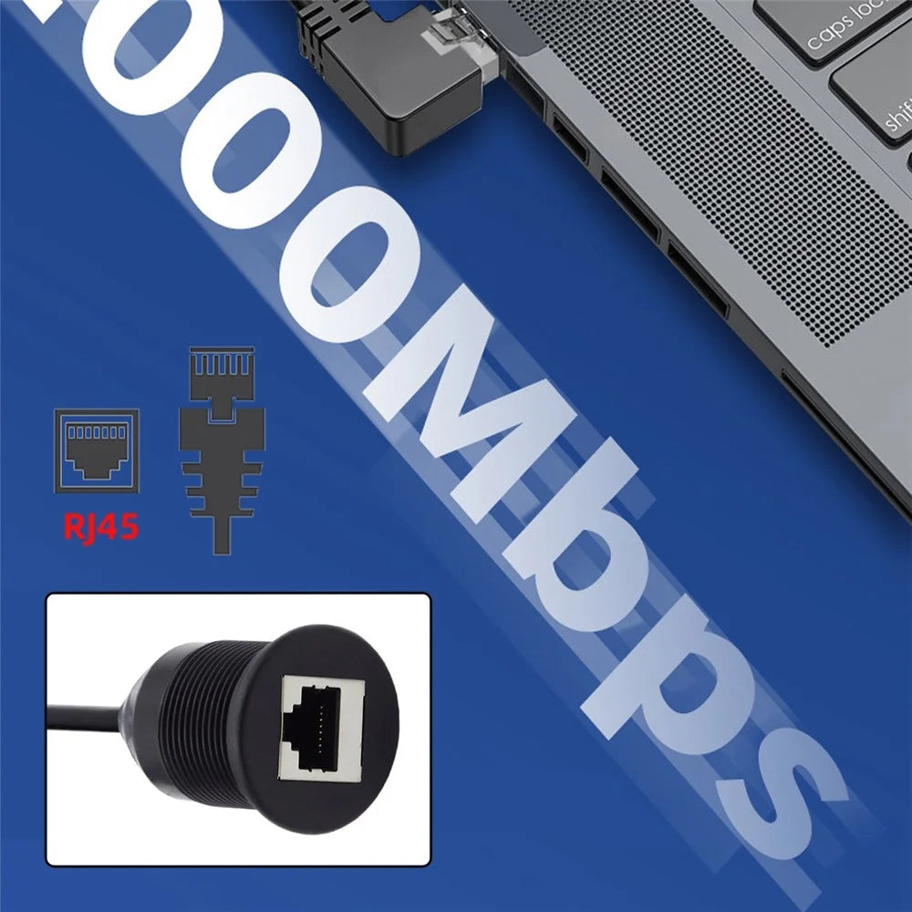 UT-017-1.0M 1m Waterproof CAT6 RJ45 Male to Female LAN Ethernet Network Extension Cable Car Panel Mount Design Connection Cord - 6