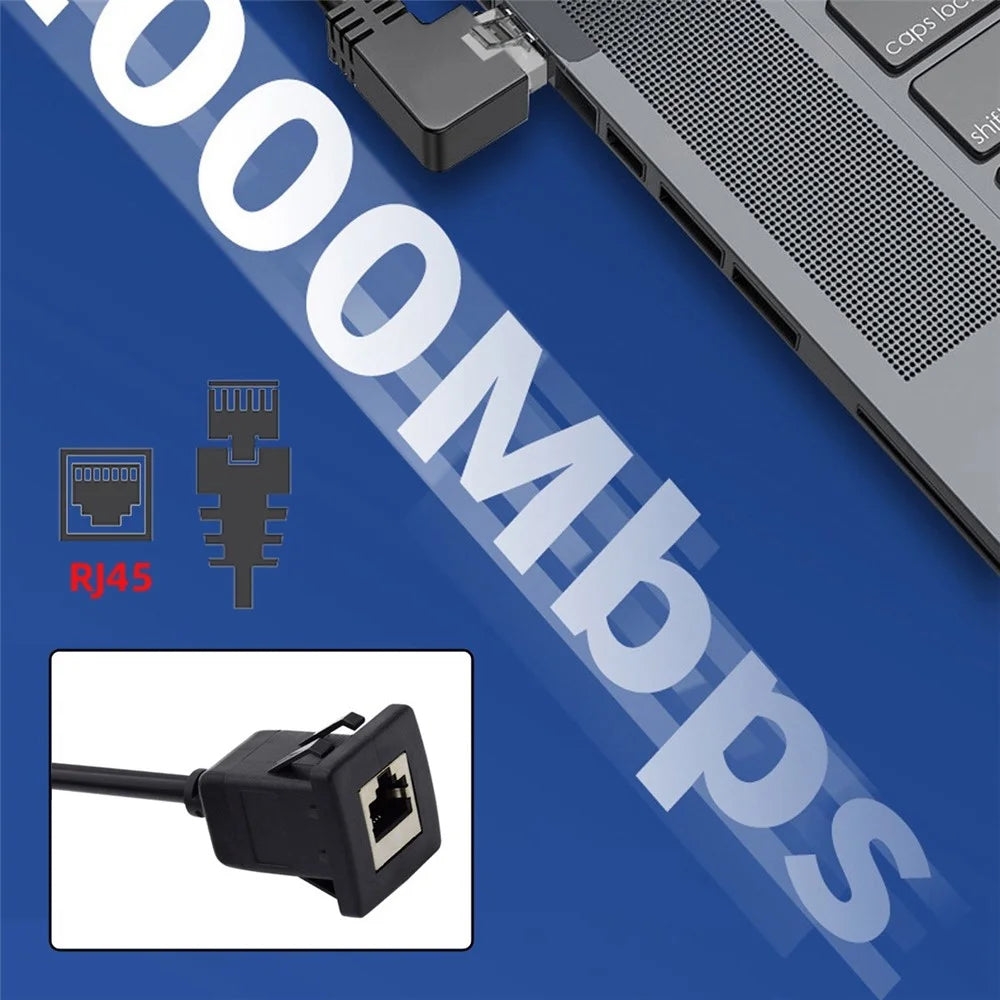 UT-016-1.0M 1m Waterproof Latch Locking CAT6 RJ45 Male to Female Car Panel Mount Design Lan Ethernet Network Extension Cable - 4