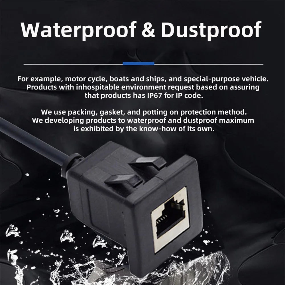 UT-016-1.0M 1m Waterproof Latch Locking CAT6 RJ45 Male to Female Car Panel Mount Design Lan Ethernet Network Extension Cable - 7