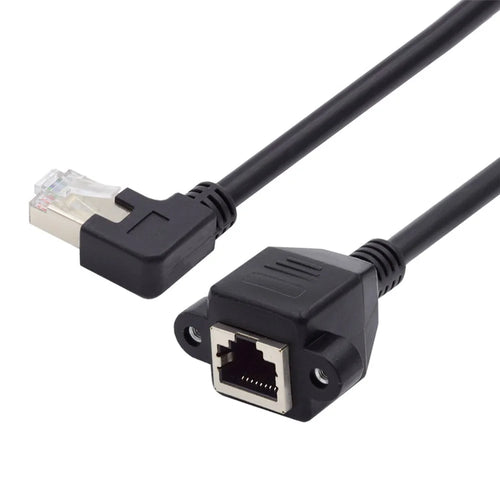 UT-011-LE 0.3m Left Angled 90 Degree 8P8C FTP STP UTP Cat6 Male to Female Cord LAN Ethernet Network Extension Cable - 1