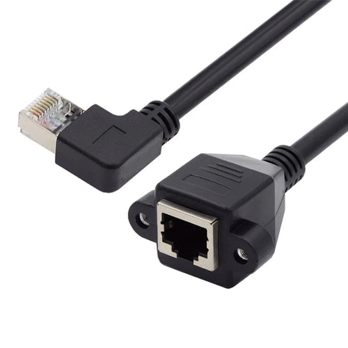 UT-011-RI 0.3m Right Angled 90 Degree 8P8C FTP STP UTP Cat6 Male to Female LAN Ethernet Cord Network Extension Cable - 1