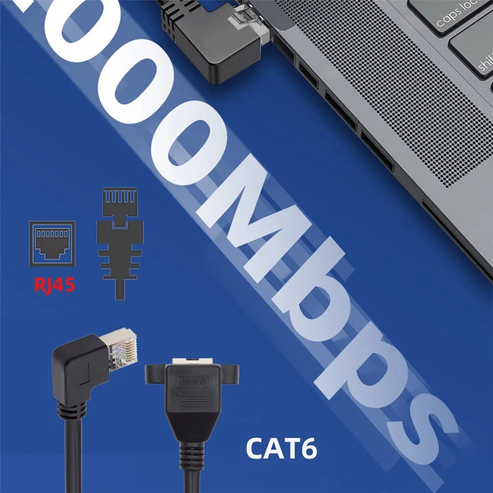 UT-011-RI 0.3m Right Angled 90 Degree 8P8C FTP STP UTP Cat6 Male to Female LAN Ethernet Cord Network Extension Cable - 7
