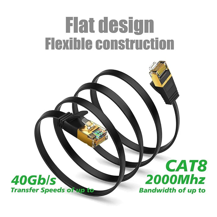 15m Cat8 Flat Ethernet Cable RJ45 Connector Cat8 LAN Network Cable 40Gbps 2000Mhz SFTP Patch Cord - 4