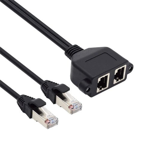UT-018 0.5m Dual Ports RJ45 UTP Cat6 Male to Female LAN Ethernet Network Extension Cable with Panel Mount Holes - 1