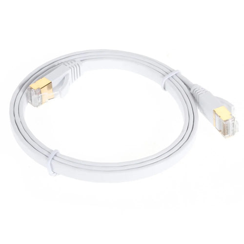 2m CAT-7 10Gbps Flat Ethernet Patch Cable RJ45 LAN Gigabit Network Cord - White - 1