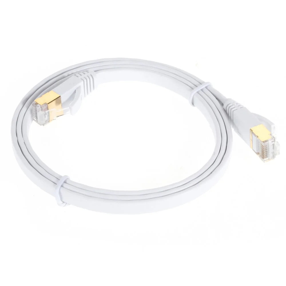 2m CAT-7 10Gbps Flat Ethernet Patch Cable RJ45 LAN Gigabit Network Cord - White - 1