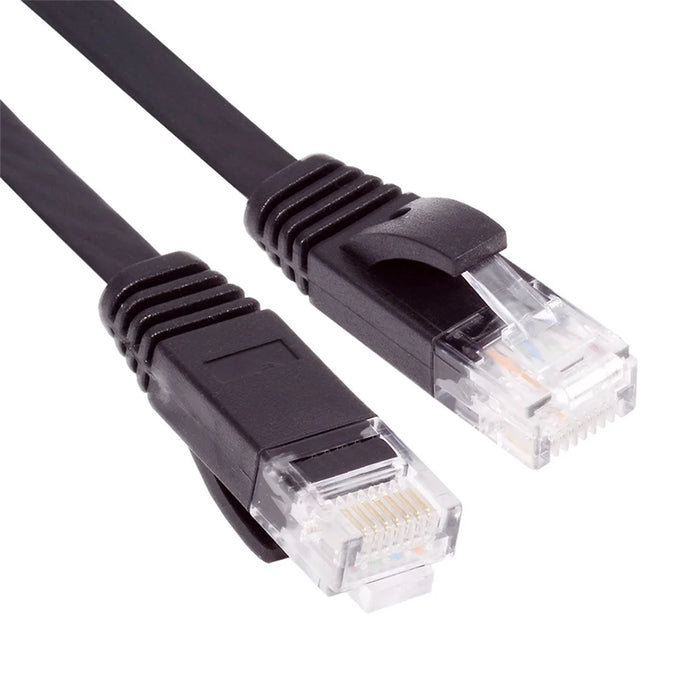 UT-020-0.2M Ultra Slim Flat Ethernet Cable UTP Cat 6 RJ45 Network Cable Twisted Pair Patch Cord - Black - 1