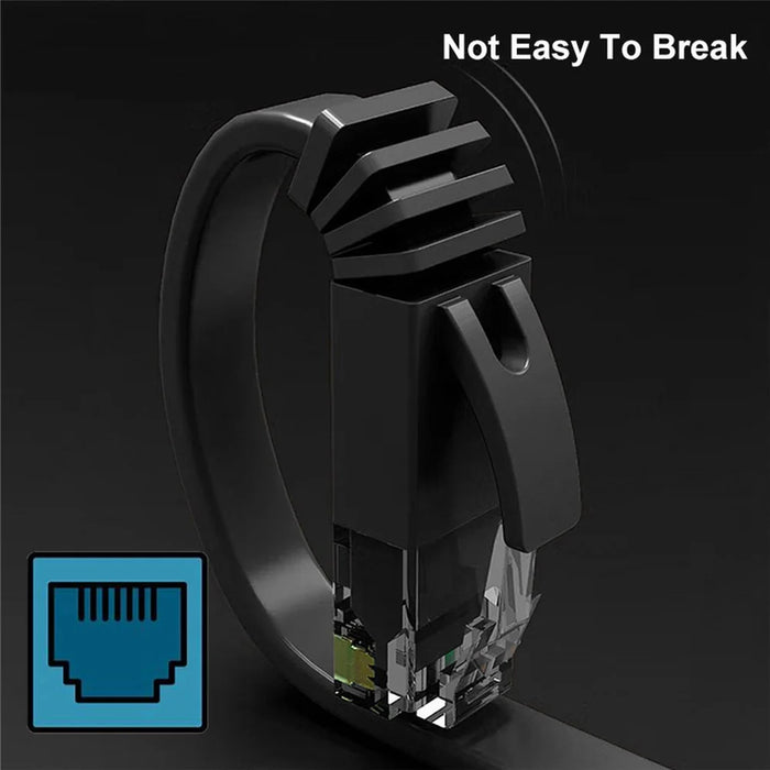UT-020-0.2M Ultra Slim Flat Ethernet Cable UTP Cat 6 RJ45 Network Cable Twisted Pair Patch Cord - Black - 4