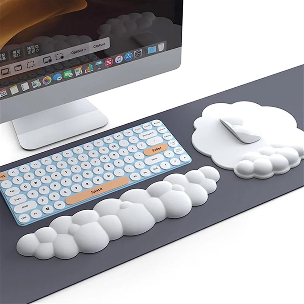 Wrist Rest Design Cloud Shape Mouse Pad Leather Anti-slip Mouse Pad - White - 2