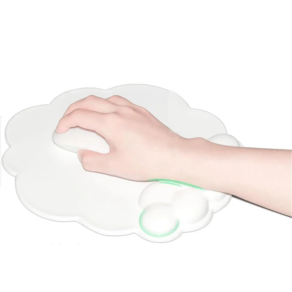 Wrist Rest Design Cloud Shape Mouse Pad Leather Anti-slip Mouse Pad - White - 3