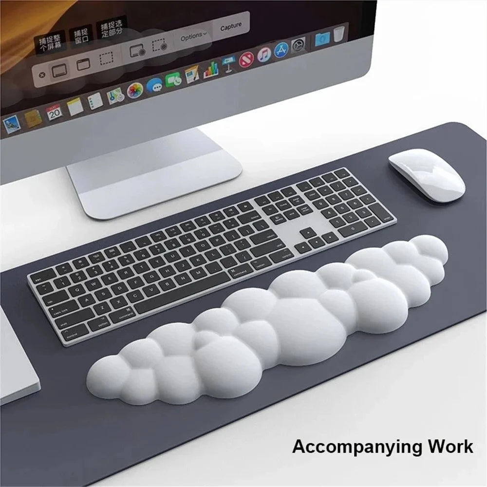 Memory Foam Keyboard Wrist Rest Pad Cloud Shape Anti-slip Wrist Support Pad - White - 2