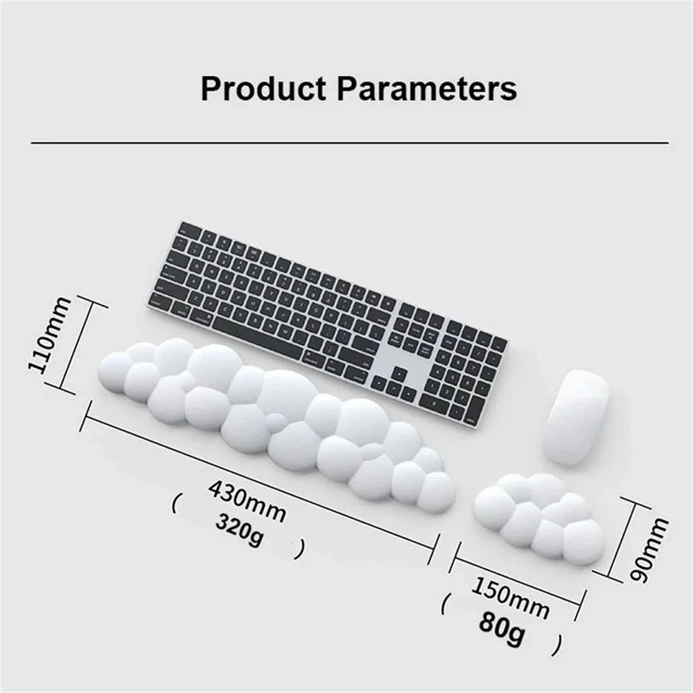 Memory Foam Keyboard Wrist Rest Pad Cloud Shape Anti-slip Wrist Support Pad - White - 5