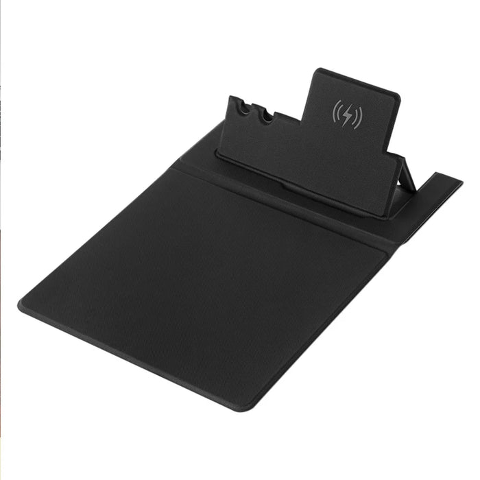 Foldable PU Leather Laptop Mouse Pad 15W Wireless Phone Charger with Pen Holder - 1