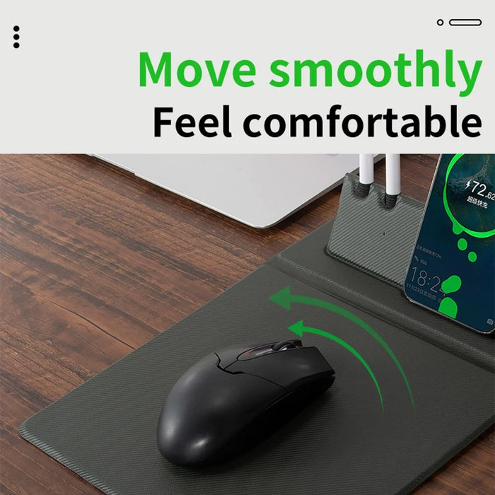 Foldable PU Leather Laptop Mouse Pad 15W Wireless Phone Charger with Pen Holder - 5
