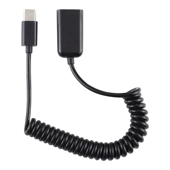 Type-C Male To USB Female Extender Adapter Spring Computer Phone Charging Cable - 1
