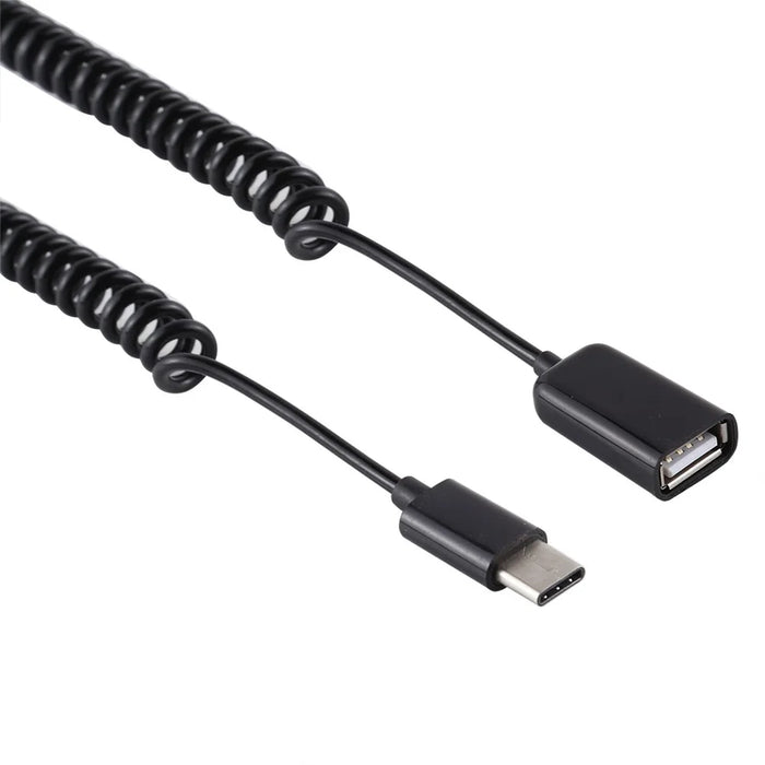 Type-C Male To USB Female Extender Adapter Spring Computer Phone Charging Cable - 3