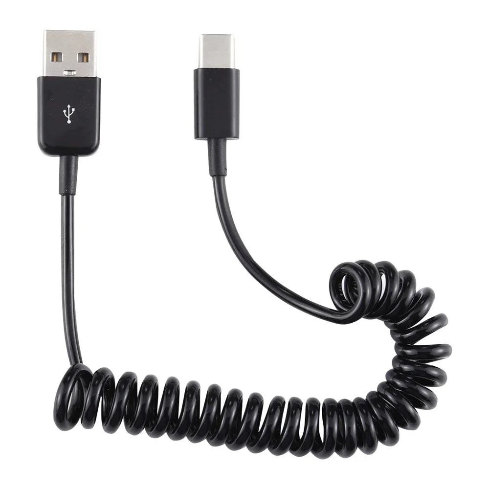 Type-C Male To USB Male Extender Adapter Spring Computer Phone Charging Cable - 1