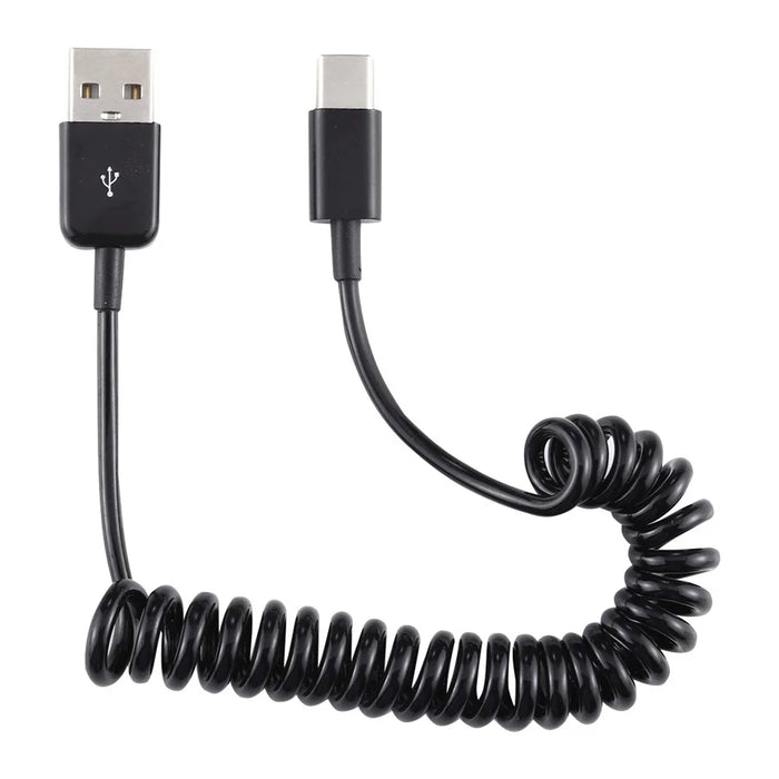 Type-C Male To USB Male Extender Adapter Spring Computer Phone Charging Cable - 1