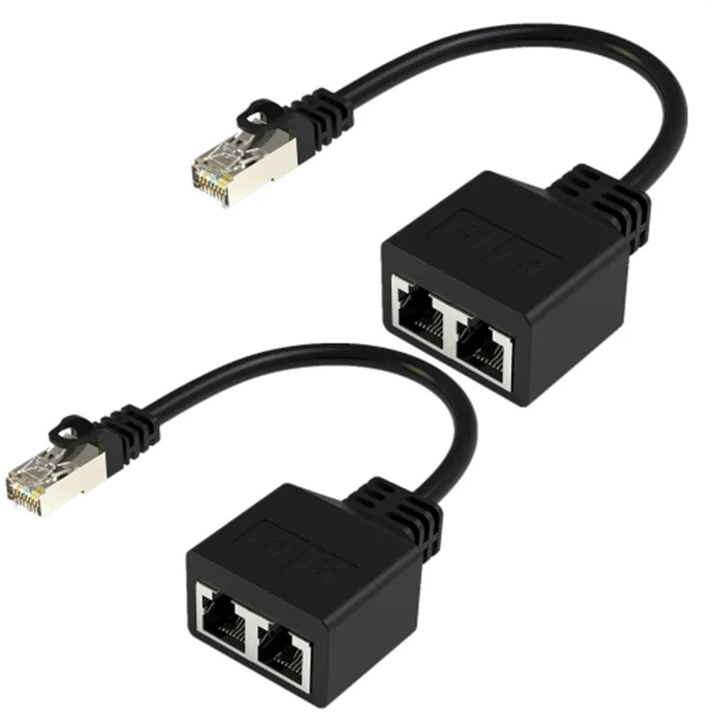 2Pcs 20cm RJ45 8 Core Network Cable Splitter 1 to 2 Ethernet Extension Adapter Compatible with Cat5 Cat6 Cat7 - 1