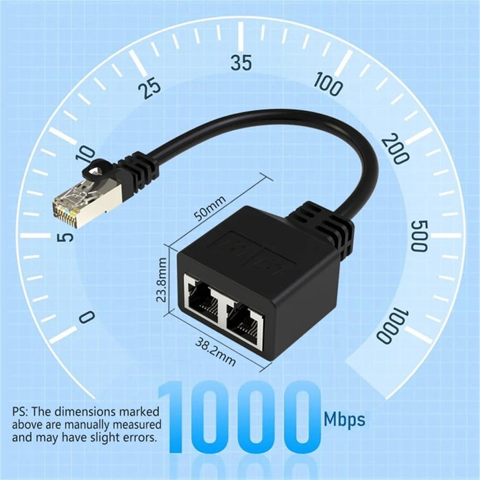 20cm RJ45 8 Core Network Cable Splitter 1 to 2 Ethernet Extension Adapter Compatible with Cat5 Cat6 Cat7 - 3