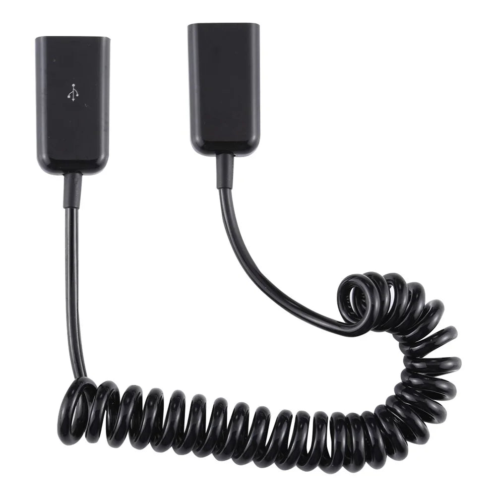 USB Female To Female USB Extension Cable USB Extender Adapter Spring Computer Phone Charging Cable - 1