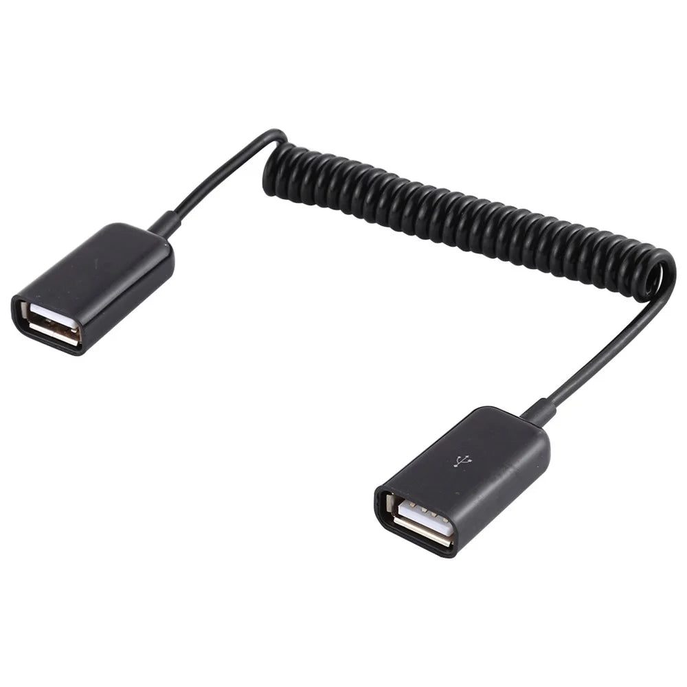 USB Female To Female USB Extension Cable USB Extender Adapter Spring Computer Phone Charging Cable - 2