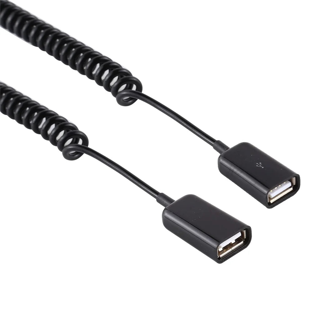 USB Female To Female USB Extension Cable USB Extender Adapter Spring Computer Phone Charging Cable - 3