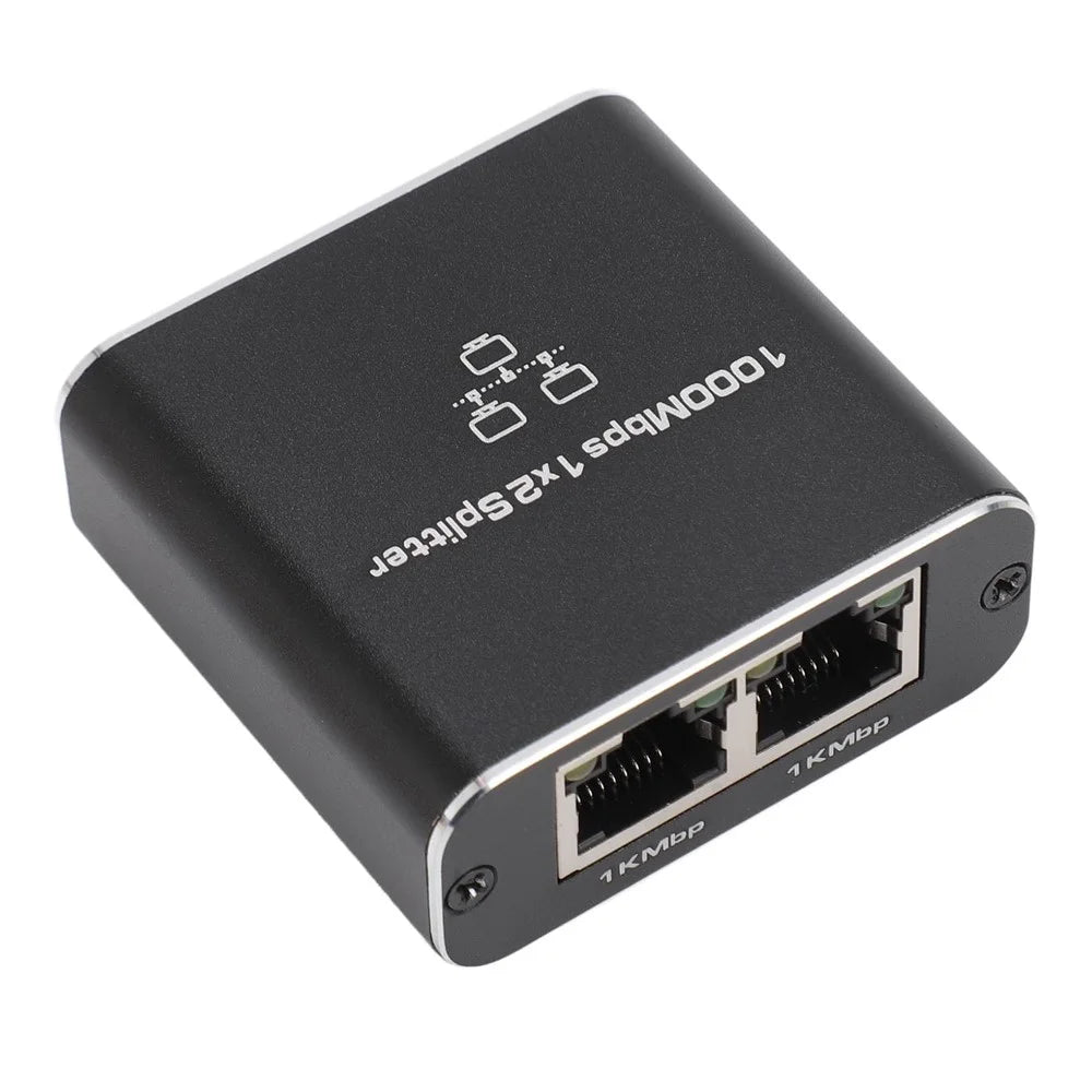 HW3 Gigabit Ethernet Splitter 1 to 2 High Speed 1000Mbps RJ45 Network Port Expander LAN Internet Adapter - 2