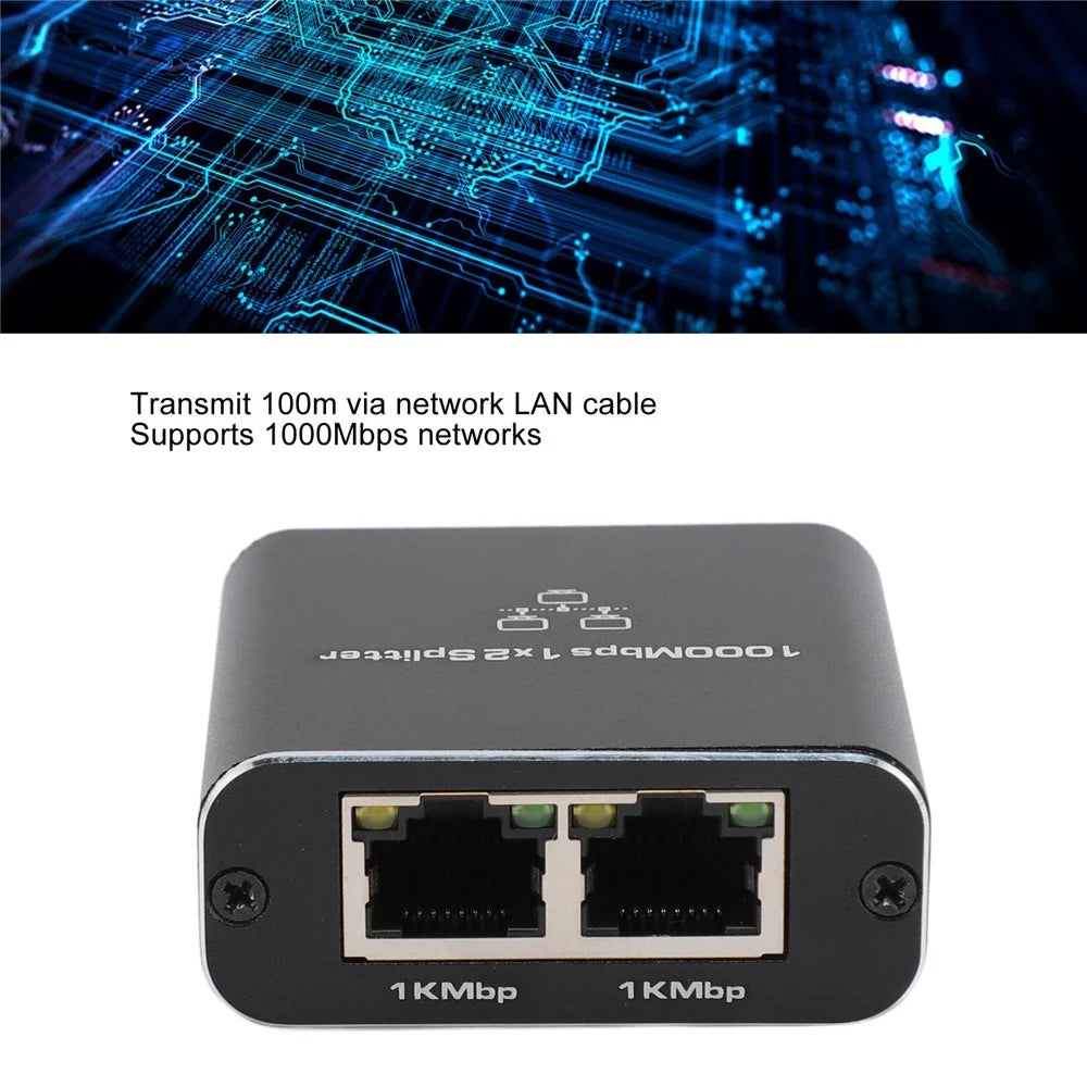 HW3 Gigabit Ethernet Splitter 1 to 2 High Speed 1000Mbps RJ45 Network Port Expander LAN Internet Adapter - 4