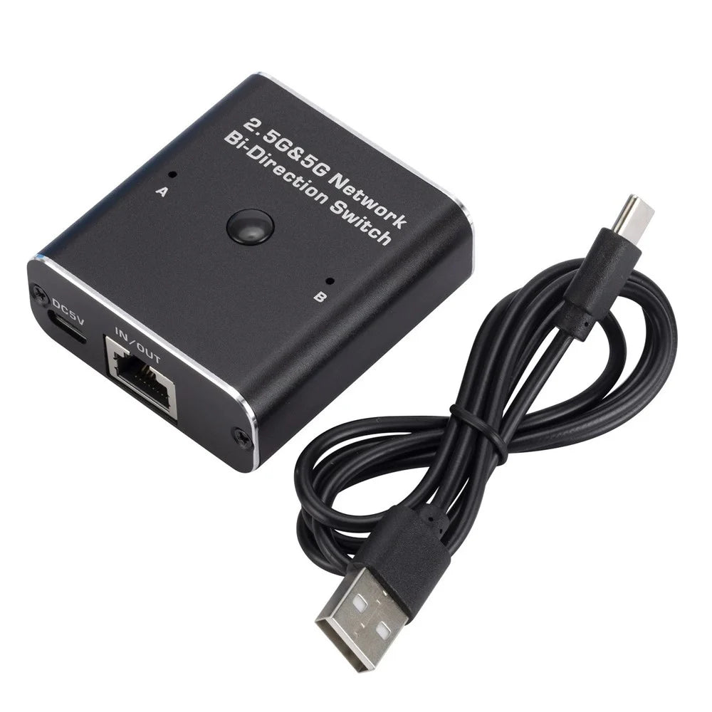 HW7 2 In 1 Out RJ45 Network Switch 2.5G / 5G Gigabit Ethernet Bidirectional Switcher - 1