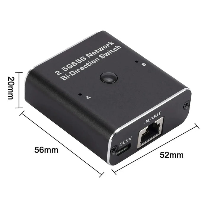 HW7 2 In 1 Out RJ45 Network Switch 2.5G / 5G Gigabit Ethernet Bidirectional Switcher - 7