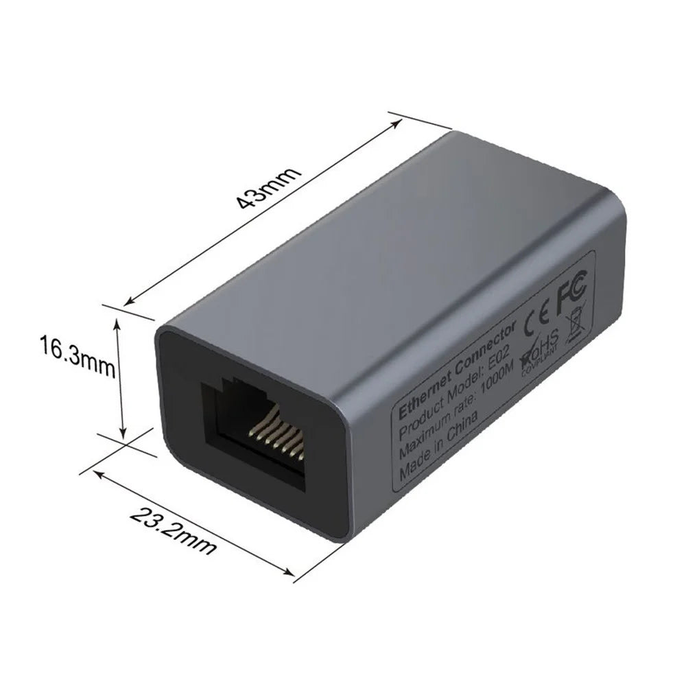 ONTEN E02 Aluminum Alloy Gigabit Ethernet Connector Network Cable Extension RJ45 Coupler - 6