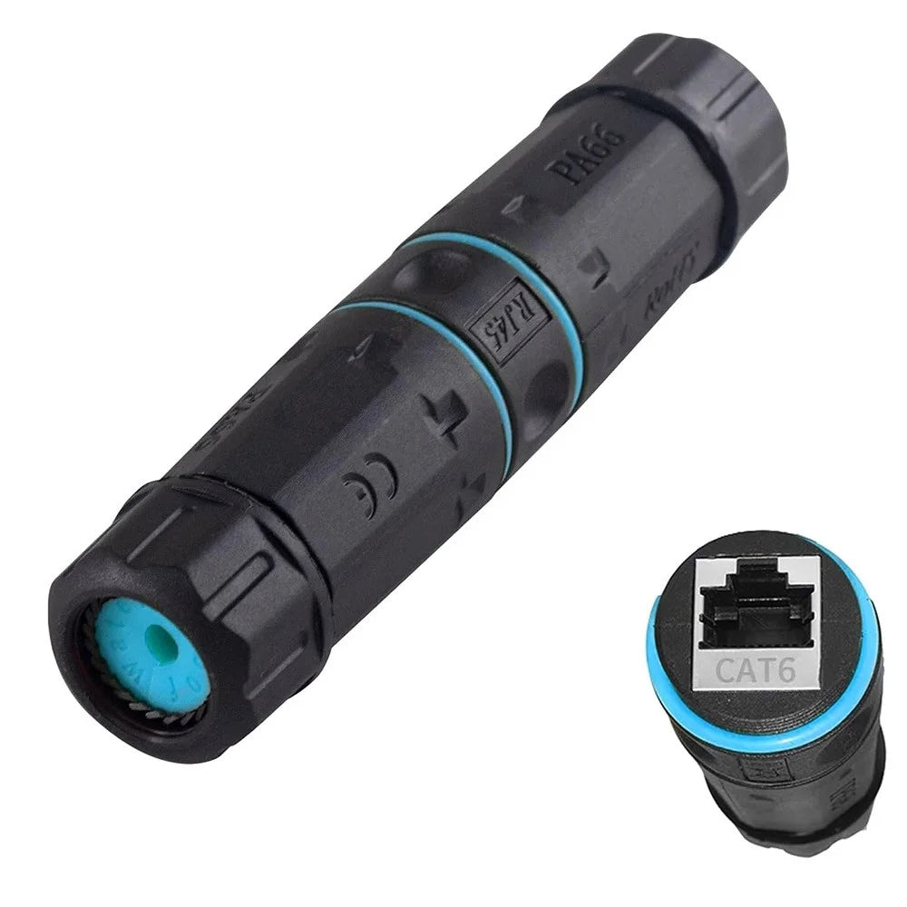 JUNSUNMAY IP68 Waterproof RJ45 Cat6 Gigabit Shielded Female to Female Ethernet Connector Coupler - 1