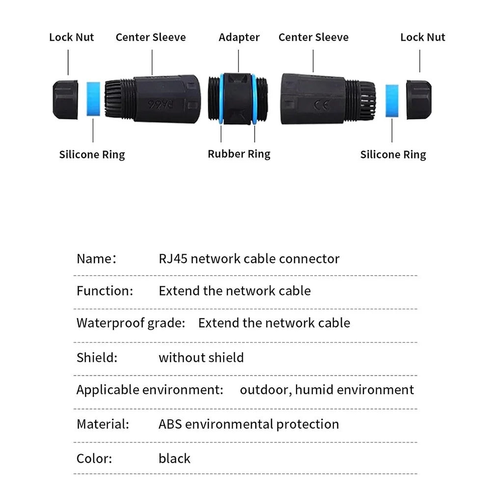 JUNSUNMAY IP68 Waterproof RJ45 Cat6 Gigabit Shielded Female to Female Ethernet Connector Coupler - 6