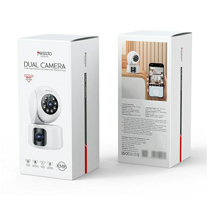 YESIDO KM16 Indoor Dual Lens Camera Wireless Security Cam WiFi Surveillance System with Night Vision / Two-Way Audio / Motion Detection - White / EU Plug - 7
