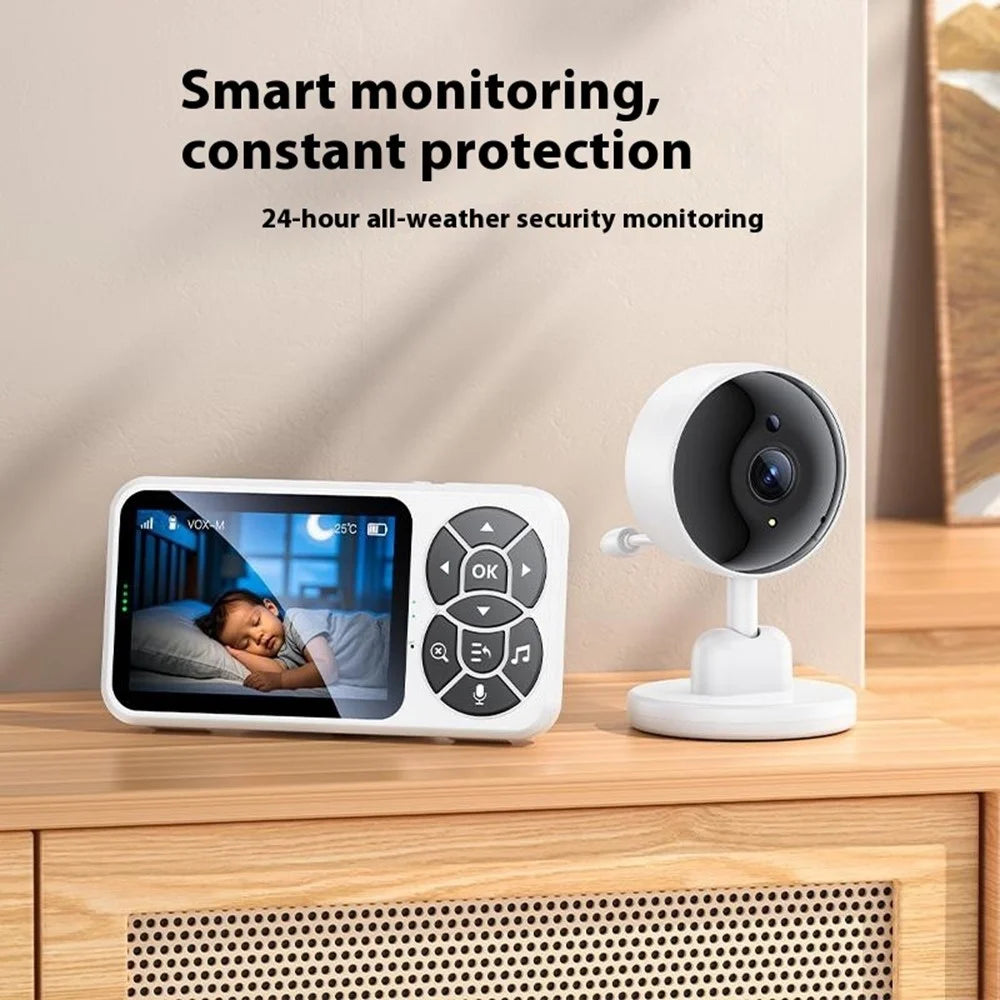 YESIDO KM26 Baby Monitor 3.5 Inch LCD Display Night Vision Temperature Detection 2.4G Wireless Camera, EU Plug - 2