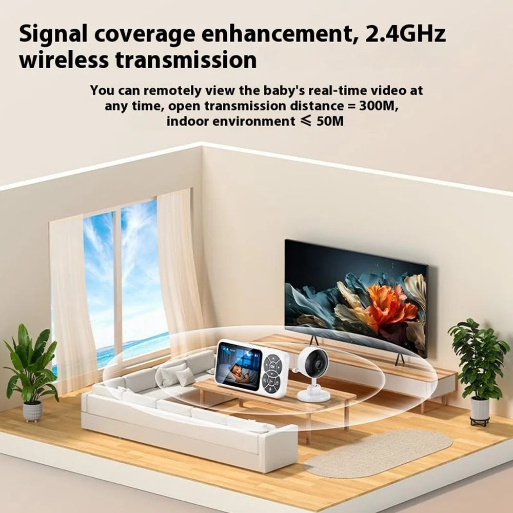 YESIDO KM26 Baby Monitor 3.5 Inch LCD Display Night Vision Temperature Detection 2.4G Wireless Camera, EU Plug - 3