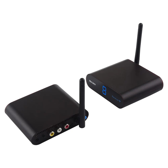 MEASY AV220 200m Transmission 2.4G Wireless AV Transmitter and Receiver Set with RCA Input  /  Output - US Plug - 6