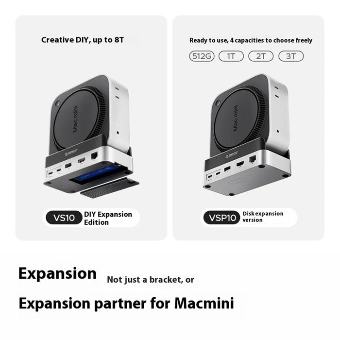 ORICO VS10 For Mac mini(2024) 512GB M.2 SSD Enclosure Desktop Expansion Dock Stand USB + HD + RJ45 + SD / TF Card Reader 10 in 1 Docking Station - 6